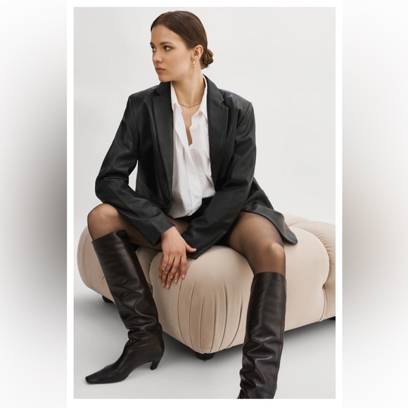 NWT Lamarque Black Felina Oversized Leather Blazer Size Large $675+ - Picture 11 of 15